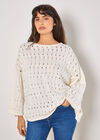 Pointelle Knit Bell Sleeve Jumper, White, large