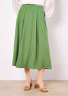 Pleated A-Line Midi Skirt, Green, large