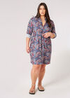 Curve Paisley Shirt Mini Dress, Blue, large