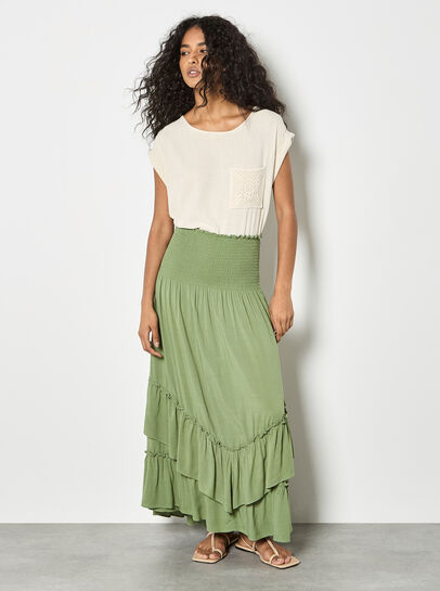 Smocked Bandeau Midi Dress