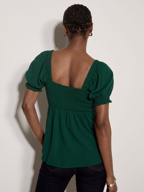 Tie Front Milkmaid Top, Green, large