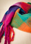 Colour Block Check Square Scarf, Blue, large