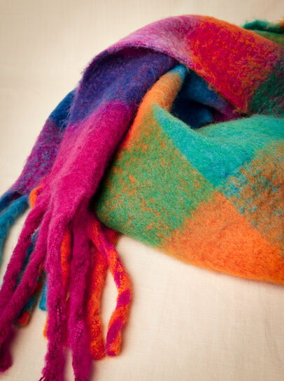 Colour Block Check Square Scarf