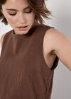 Double Layered Textured Cotton Top, Brown, large