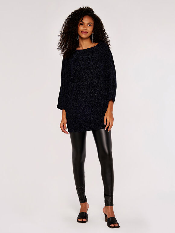 Metallic Swirl Batwing Top, Navy, large