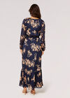 Silhouette Floral Satin Shimmer Maxi Dress, Navy, large
