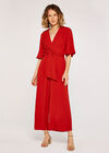 Tie Front Jumpsuit, Red, large