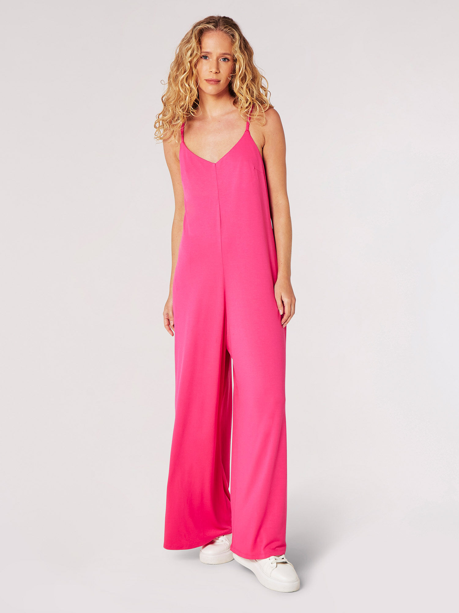 Pink jersey jumpsuit clearance
