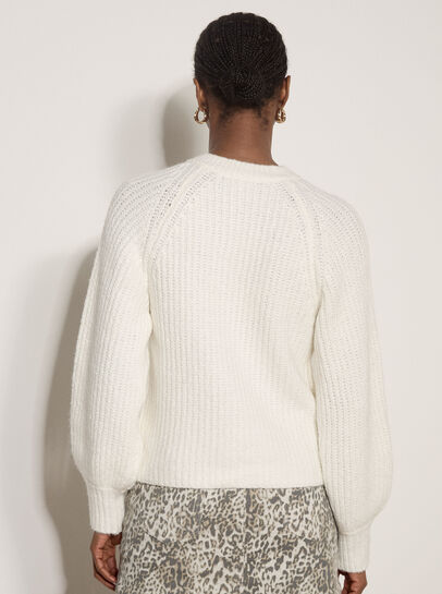 Cotton Blend Chunky Ribbed Knit Cardigan