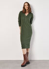 Ribbed Knit Midi Dress, Green, large