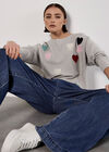 Applique Heart Batwing Jumper, Light Grey / Silver, large