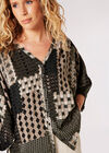 Patchwork Print Oversized Blouse, Khaki, large