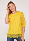 Geometric Lace Top, Yellow, large