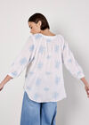 Embroidered Floral Blouse, Blue, large