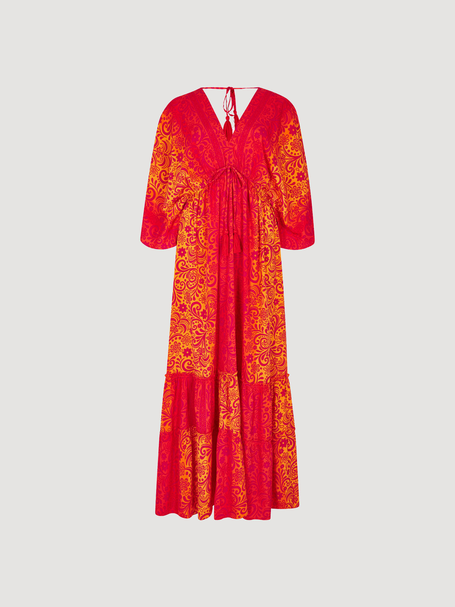 Cobalt print satin kimono maxi dress discount