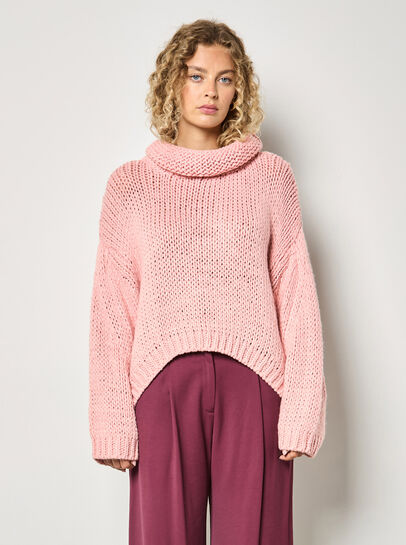 Chunky Knit Roll Neck Oversized Jumper