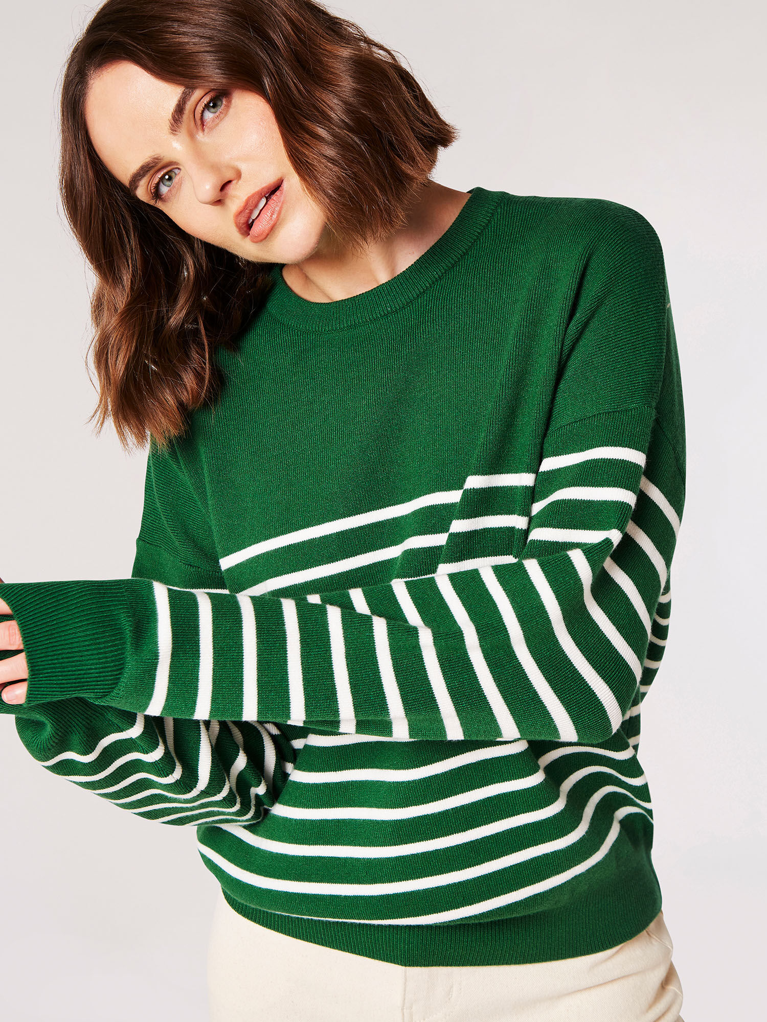 Striped cheap green sweater