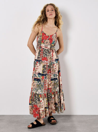 Patchwork Floral Cami Maxi Dress