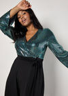 Curve Mirror Sequin Contrast Jumpsuit, Black, large