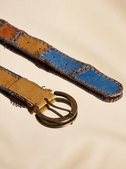 Suede Multi Patchwork Belt