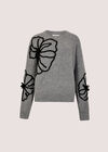 Floral Cornelli Embroidered Jumper, Grey, large
