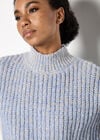 Mock Neck Soft Chunky Knit Jumper, Blue, large