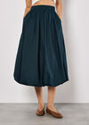 Puff Hem Midi Skirt, Navy, large