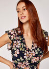 Smock Det Soft Floral Midi Dress, Navy, large