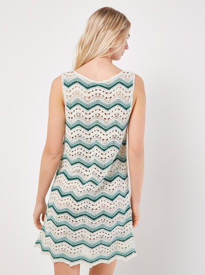 Chevron Crochet Shift Mini Dress