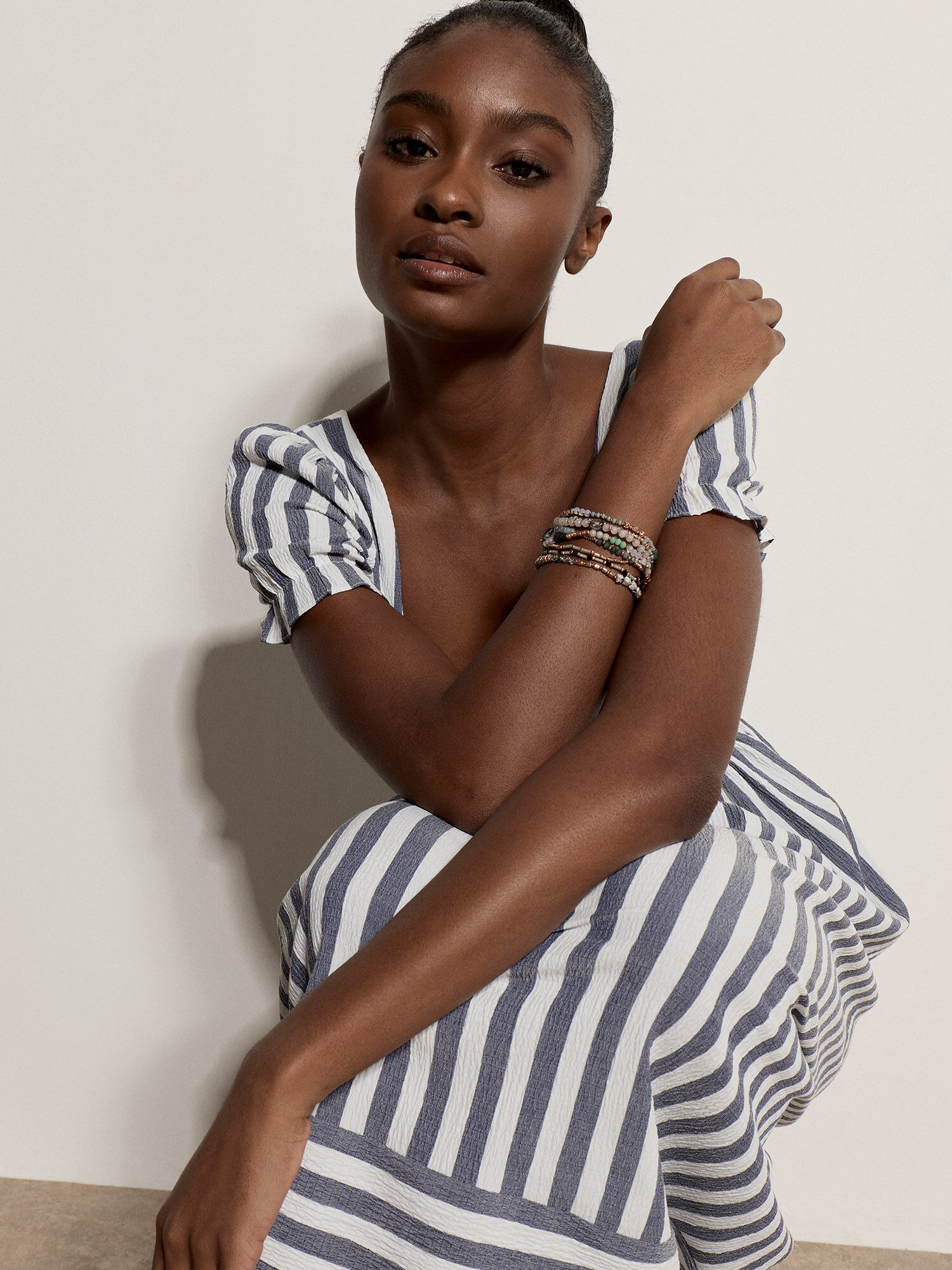 Stripe Milkmaid Midaxi Dress | Apricot Clothing