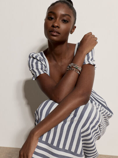 Stripe Milkmaid Midaxi Dress