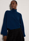 Ribbed Knit Batwing Cape Jumper, Cobalt/Royal Blue, large