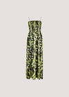 Tropical Leaf Satin Maxi Dress, Black, large