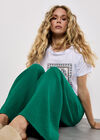 Textured Cotton Wide Leg Trousers, Green, large