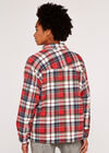 Check Button Down Shacket, Red, large