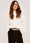 Mini Puff Sleeve Mock Neck Jumper, Cream, large