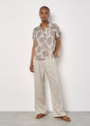 Linen Blend Shell Print Shirt, Stone, large