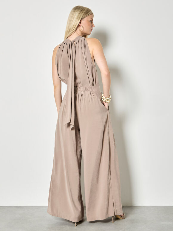 Soft Pleat Wide-Leg Trousers, Stone, large