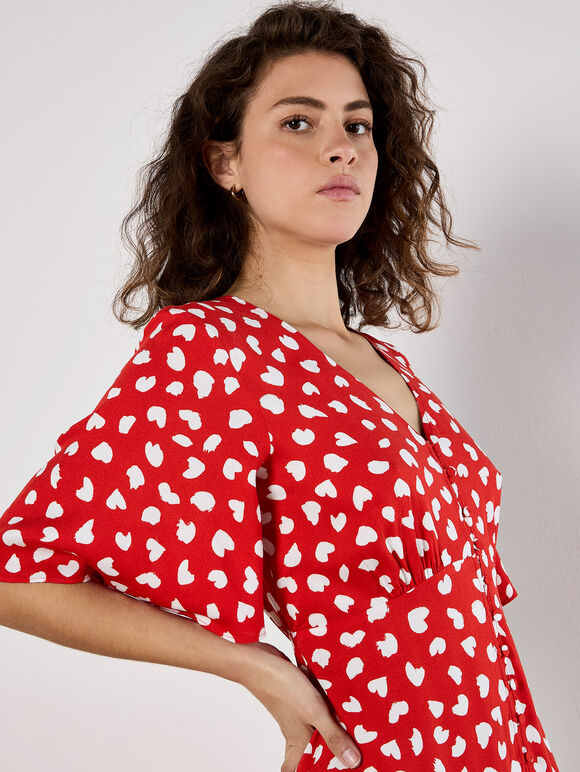 Painterly Hearts Mini Dress, Red, large