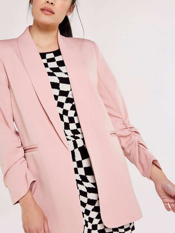 Edge Ruch Sleeve Blazer, Pink, large