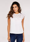 Cutwork Jersey Blouse, White, large