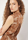 Tropical Animal Print Zip Mini Dress, Rust, large