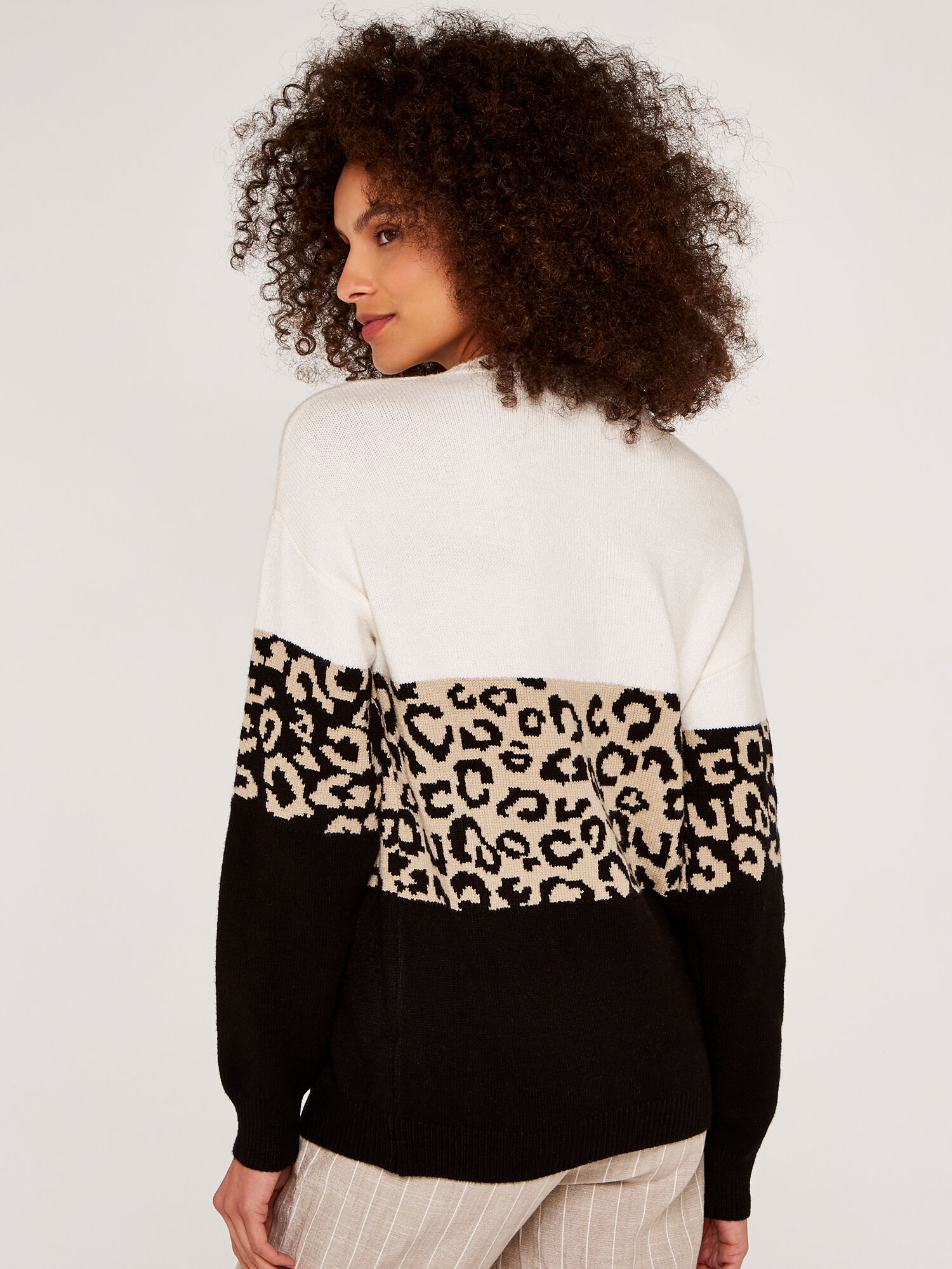 Animal print best sale colour block jumper