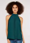Tie Neck Sleeveless Blouse, Green, large