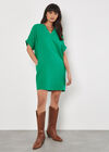 Textured Cotton Oversized T-Shirt Dress, Green, large