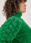 Curve Bubble Knit Roll Neck Jumper, Green, large