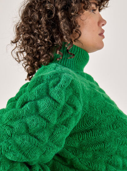 Curve Bubble Knit Roll Neck Jumper