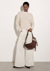 Mock Neck Textured Chunky Jumper, Stone, large