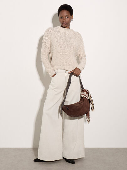 Mock Neck Textured Chunky Jumper