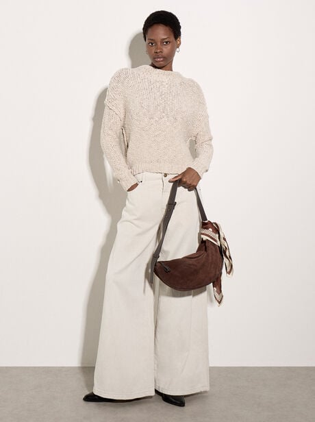 Mock Neck Textured Chunky Jumper